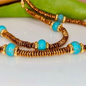 Handcrafted Natural Gemstones Turquoise Beaded Necklace
